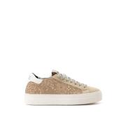 Beige Lederen Sneaker P448 , Beige , Dames