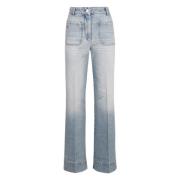 Flared High-rise Jeans met Zakken Victoria Beckham , Blue , Dames