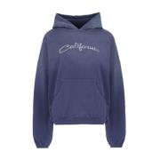 Blauwe Katoenen Hoodie met Frontprint ERL , Blue , Heren