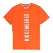 Korte Mouw Heren Logo T-Shirt Bikkembergs , Orange , Heren