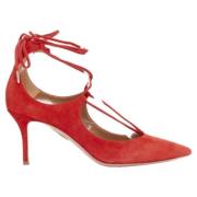 Pre-owned Suede heels Aquazzura Pre-owned , Red , Dames