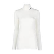 Natuurlijke Katoenen Hoge Hals T-Shirt Jil Sander , White , Dames