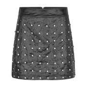 Zwarte PU Leren Rok met Studs Cras , Black , Dames