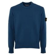 Blauwe Katoenen Trui Lange Mouw Stone Island , Blue , Heren