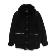 Shearling wollen jas met verwijderbare inzetstukken IRO , Black , Dame...