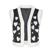 Hart Geborduurde Vest Vero Moda , Black , Dames