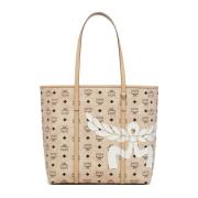 Toni Shopper met bovenrits in Mega Laurel Visetos MCM , Beige , Dames