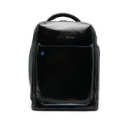 Zwarte leren laptoptas met trolleybevestiging Piquadro , Black , Unise...