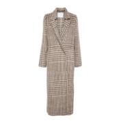 Italiaanse Wollen Houndstooth Jas Forte Forte , Beige , Dames