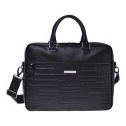 Professional bag in black quilted leather with monogram Baldinini , Bl...