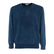 Heren Cashmere Patch Pullover Sweater Cashmere Company , Blue , Heren