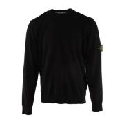 Zwarte Wollen Trui voor Heren Stone Island , Black , Heren