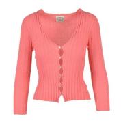 Metallic Fiber Gebreide Top Pink Memories , Pink , Dames