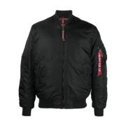 Zwarte wind- en regenjas met geribbelde randen Alpha Industries , Blac...