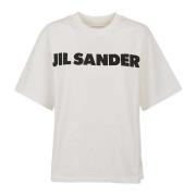 Wit Katoenen T-Shirt met Logo Print Jil Sander , White , Heren