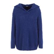 Blauwe Bouclé Hoodie Emporio Armani , Blue , Dames