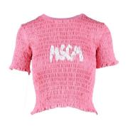 Katoenen T-shirt met unieke stijl Msgm , Pink , Dames