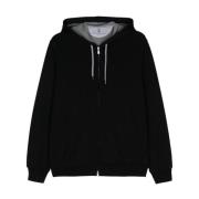 Zwarte Hoodie Trui Jersey Katoen Brunello Cucinelli , Black , Heren