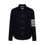 Navy Blauw Wol-Kasjmier Jas Thom Browne , Blue , Heren