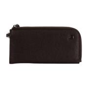 Leren clutch portemonnee met ritssluiting Piquadro , Brown , Dames