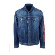 Stijlvolle Navy Blauwe Denim Jas Dsquared2 , Blue , Heren