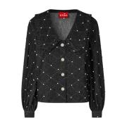 Chique Shirt met Parel Details Cras , Black , Dames