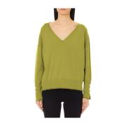 Elegante Groene V-hals Trui Liu Jo , Green , Dames