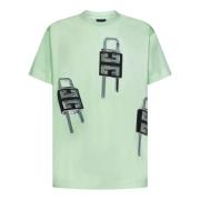 Groene 4G Hangslot Print T-shirt voor Heren Givenchy , Green , Heren