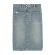 Denim Pencil Rok met Voorknoppen Courrèges , Blue , Dames