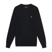 Donker Marine Melange Lamswol Blend Ronde Hals Sweater Lyle & Scott , ...