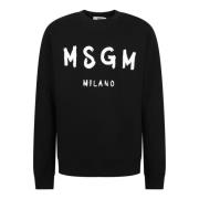 Zwarte Sweatshirt Elegantie Ronde hals Lange mouwen Msgm , Black , Her...