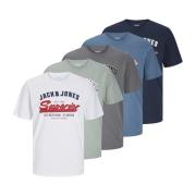 Logo T-shirt 5-pack Jack & Jones , Multicolor , Heren