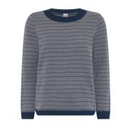 Blauwe Jacquard O-Neck Pullover Blouse Skovhuus , Blue , Dames