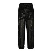 Zwarte Paillet Wijde Pijp Broek Gestuz , Black , Dames