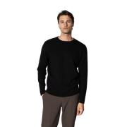 Katoen Gebreide Crewneck Trui Clean Cut , Black , Heren