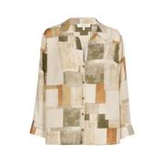 Abstract Print V-Hals Blouse Marie Méro , Beige , Dames