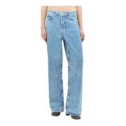 Asymmetrische Knielnaden Folie Afwerking Jeans Ganni , Blue , Dames