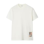 Ruitpatroon Jersey Crew Neck T-shirts Burberry , White , Heren