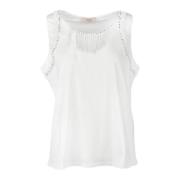 Katoenen Mouwloze Top Twinset , White , Dames