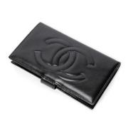 Pre-owned Leather wallets Chanel Vintage , Black , Dames