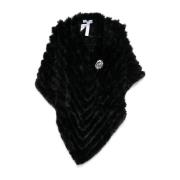 Faux-Fur Panelled Boat Neck Scarf Blugirl , Black , Dames