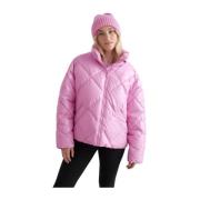 Peony Pink Diamond Quilt Puffer Jacket Aim'n , Pink , Dames