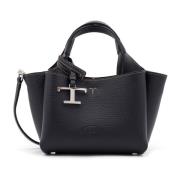 Logo Gegraveerde Micro Tas met Leren Handvat Tod's , Black , Dames