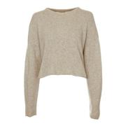 Relaxed Fit Cropped Pullover met lange mouwen Drykorn , Beige , Dames