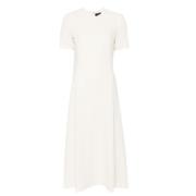 Flare Midi Jurk met Crepe Textuur Theory , White , Dames