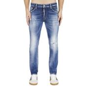 Blauwe Skater Jeans met Distressed Look Dsquared2 , Blue , Heren