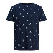 Allover Print Crew Neck T-Shirt Jack & Jones , Blue , Heren