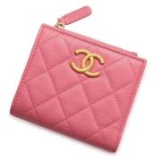 Pre-owned Leather wallets Chanel Vintage , Pink , Dames