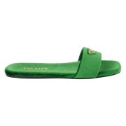 Groene Fluwelen Sandalen Herfst-Winter Collectie Prada , Green , Dames