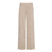 Velours Wijde Broek in Beige Marie Méro , Beige , Dames